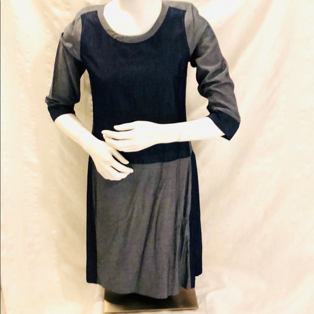 Turnover Chambray denim two tone dress Sz 34.